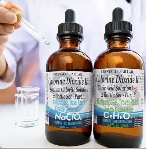 مجموعة محلول CDS ثاني أكسيد الكلور مع حمض الستريك 8 أونصة زجاجية 3000 جزء في المليون ClO2 in Kuwait