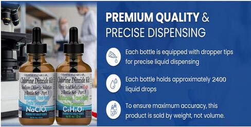 مجموعة محلول CDS ثاني أكسيد الكلور مع حمض الستريك 8 أونصة زجاجية 3000 جزء في المليون ClO2 in Kuwait