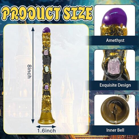 Rileryan Witch Bells with Amethyst Crystal Vintage Hand Bell Magical Witchcraft Supplies Decor Wiccan Altar Spell Kit Witchy Gifts in Kuwait