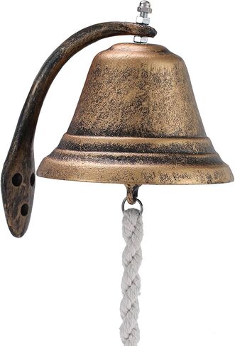 Hanging Dinner Bell with Outdoor Mount, 4.7" Vintage Cast Iron Doorbell, Bell for Door, School, Bar, Church, Ships, Garden & Farm, Playhouse Treehouse Swingset Playset Accessories(S) (Large) in Kuwait