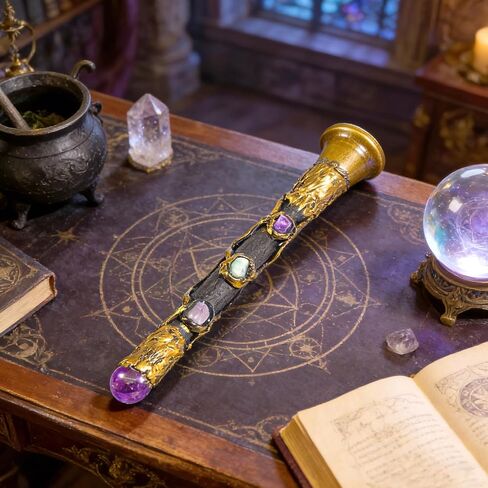 Rileryan Witch Bells with Amethyst Crystal Vintage Hand Bell Magical Witchcraft Supplies Decor Wiccan Altar Spell Kit Witchy Gifts in Kuwait