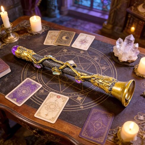 Rileryan Witch Bells with Amethyst Crystal Vintage Hand Bell Magical Witchcraft Supplies Decor Wiccan Altar Spell Kit Witchy Gifts in Kuwait