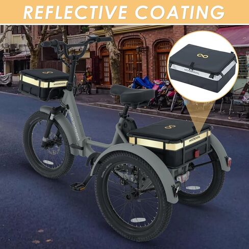 حقائب دراجة MOONCOOL للدراجة ثلاثية العجلات TK1، مقاومة للماء 600D Etrike Basket، حقيبة تخزين مقعد السرج مع عاكس in Kuwait