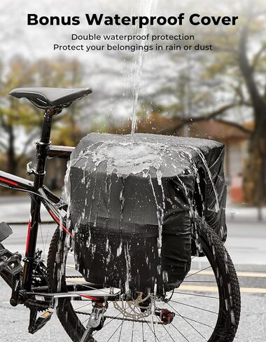 KEMIMOTO Bike Panniers 3 في 1، حقيبة دراجة 34 لتر مع حزمتين تبريد معزولتين 9 لتر، حقيبة سرج الدراجة تتضمن غطاء مطر مقاوم للماء، ملحقات ركوب الدراجات للتخييم والتسوق وركوب الدراجات على الطرق، أسود in Saudi Arabia
