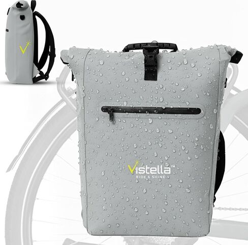 2-in-1 Fully Reflective Bike Pannier Backpack for Rear Rack – Waterproof 25L Bicycle Rack Bag with Padded Laptop Compartment, 360° Visibility for Night Commuting - LANTERN in Saudi Arabia