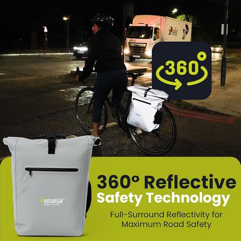 2-in-1 Fully Reflective Bike Pannier Backpack for Rear Rack – Waterproof 25L Bicycle Rack Bag with Padded Laptop Compartment, 360° Visibility for Night Commuting - LANTERN in Saudi Arabia