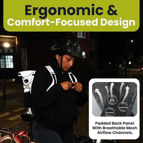 2-in-1 Fully Reflective Bike Pannier Backpack for Rear Rack – Waterproof 25L Bicycle Rack Bag with Padded Laptop Compartment, 360° Visibility for Night Commuting - LANTERN in Saudi Arabia