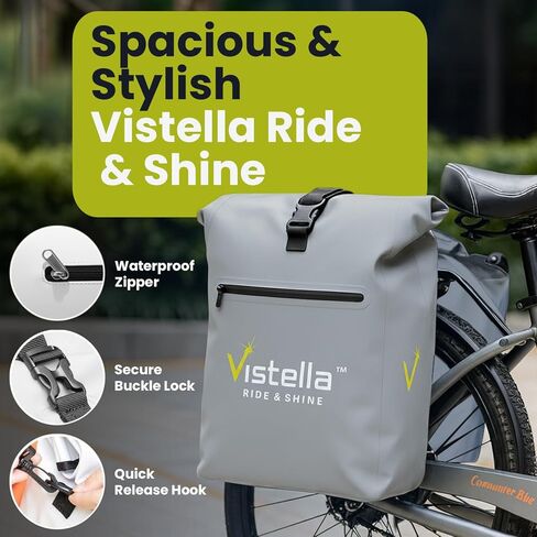 2-in-1 Fully Reflective Bike Pannier Backpack for Rear Rack – Waterproof 25L Bicycle Rack Bag with Padded Laptop Compartment, 360° Visibility for Night Commuting - LANTERN in Saudi Arabia