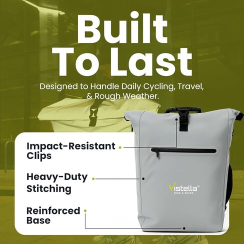 2-in-1 Fully Reflective Bike Pannier Backpack for Rear Rack – Waterproof 25L Bicycle Rack Bag with Padded Laptop Compartment, 360° Visibility for Night Commuting - LANTERN in Saudi Arabia
