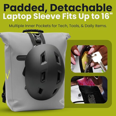 2-in-1 Fully Reflective Bike Pannier Backpack for Rear Rack – Waterproof 25L Bicycle Rack Bag with Padded Laptop Compartment, 360° Visibility for Night Commuting - LANTERN in Saudi Arabia