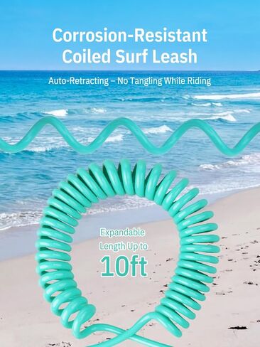 niphean Paddle Board Leash 3–10ft, 5mm Coiled Elastic Ankle Strap, Durable Spiral Paddle & Surf Board Leashes with Plug, Tangle-Free, Comfortable & Adjustable for SUP, Surf, Bodyboard, Boogie in Kuwait