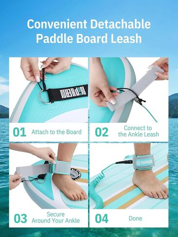niphean Paddle Board Leash 3–10ft, 5mm Coiled Elastic Ankle Strap, Durable Spiral Paddle & Surf Board Leashes with Plug, Tangle-Free, Comfortable & Adjustable for SUP, Surf, Bodyboard, Boogie in Kuwait