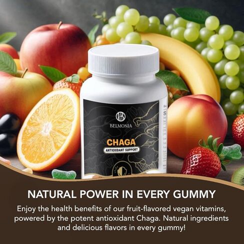 Chaga Mushroom Gummies — Antioxidant Immune Support Supplement - Dietary Mushroom Supplement - 60 Gummies - Made in USA - Shrooms for Health - Organic Vegan Frendly in Saudi Arabia