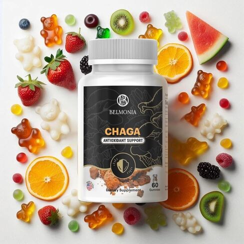 Chaga Mushroom Gummies — Antioxidant Immune Support Supplement - Dietary Mushroom Supplement - 60 Gummies - Made in USA - Shrooms for Health - Organic Vegan Frendly in Saudi Arabia