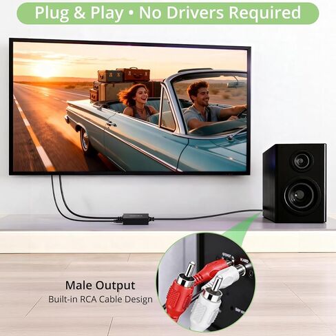 Optical to RCA Converter with Built-in Audio Amplifier Chip, Compact Plug and Play Digital to Analog Audio Converter with 192kHz 24bit DAC Converter for TV, DVD, Blu-Ray and Game Consoles in Kuwait