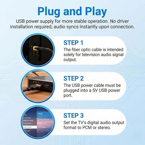 192KHz DAC Optical to 3.5mm Converter Kit, Optical Audio Cable to AUX Adapter, Unidirectional Digital to Analog Audio Adapter with 2 Cables (M/M & M/F) for TV, Speakers & Headphones, 10Ft in Kuwait