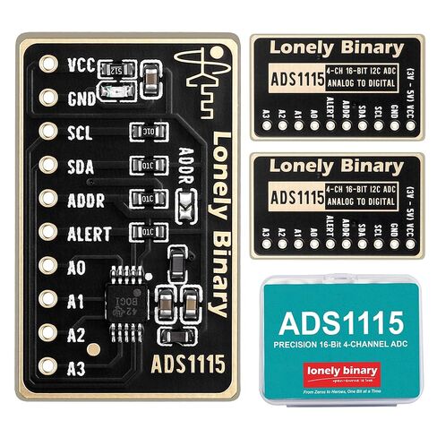 3 عبوات ADS1115 وحدة ADC 16 بت (الإصدار الذهبي، ENIG، خالية من الرصاص) - 4 قنوات I2C تناظرية إلى محول رقمي مع PGA، متوافق مع Arduino IDE، Raspberry Pi Pico، ESP32 S3 in Kuwait