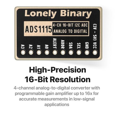 3 عبوات ADS1115 وحدة ADC 16 بت (الإصدار الذهبي، ENIG، خالية من الرصاص) - 4 قنوات I2C تناظرية إلى محول رقمي مع PGA، متوافق مع Arduino IDE، Raspberry Pi Pico، ESP32 S3 in Kuwait