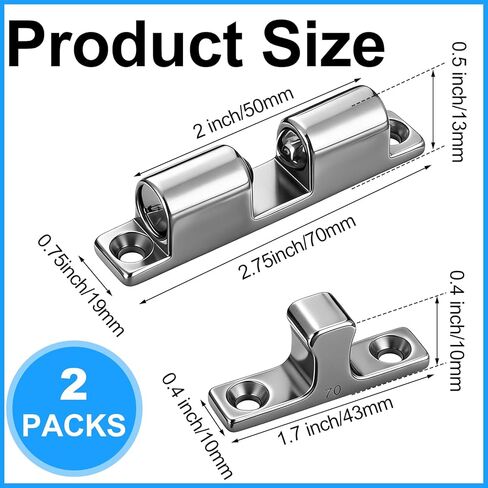Frienda 2 Pack Marine Grade 316 Stainless Steel Cabinet Tension Catch 70 mm Double Ball Tension Roller Catch Latch for Ship Hardware, Deck Installation, Cabinet, Closet & Furniture Door in Kuwait