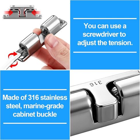 Frienda 2 Pack Marine Grade 316 Stainless Steel Cabinet Tension Catch 70 mm Double Ball Tension Roller Catch Latch for Ship Hardware, Deck Installation, Cabinet, Closet & Furniture Door in Kuwait