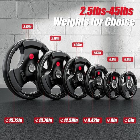 Rubber Weight Plates for Barbell, 2-Inch Olympic Grip Plate for Strength Training, Weightlifting and Bodybuilding in Home & Gym in Saudi Arabia