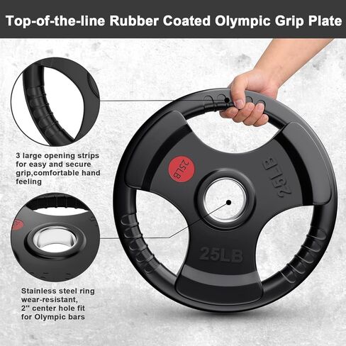 Rubber Weight Plates for Barbell, 2-Inch Olympic Grip Plate for Strength Training, Weightlifting and Bodybuilding in Home & Gym in Saudi Arabia