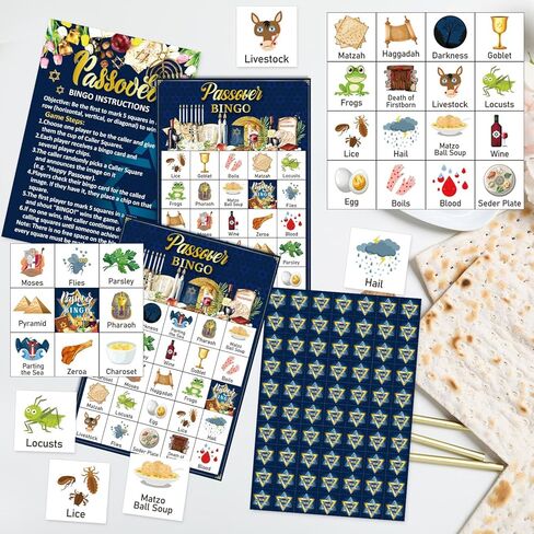 بطاقات عيد الفصح بينغو لـ 24 لاعبًا، بطاقات عيد الفصح وديكورات هدايا الحفلات، أنشطة العطلات العائلية ومستلزمات ألعاب البنغو للبالغين in Kuwait