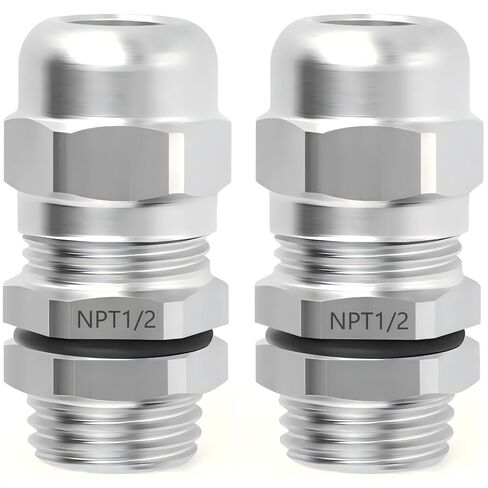 2pcs1/2''304 Stainless Steel Cable Sealing sleeveAnd6-12mm ，NPT Type Metal Joint Stress Relief Rope clamp Long Thread Cable Threading Connector. in Saudi Arabia