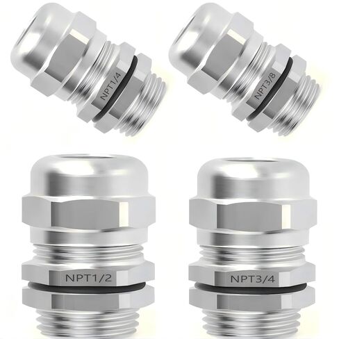 2pcs1/2''304 Stainless Steel Cable Sealing sleeveAnd6-12mm ，NPT Type Metal Joint Stress Relief Rope clamp Long Thread Cable Threading Connector. in Saudi Arabia