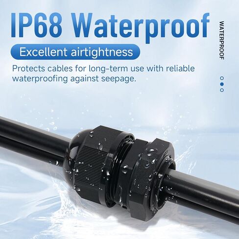 Cable Glands 100 pcs Cable Gland Waterproof joints, Adjustable Black 3-25mm Waterproof Cable Connectors PG7 PG9 PG11 PG13.5 PG21 PG29 Plastic 4 cable glands and Gaskets in PP Box in Saudi Arabia