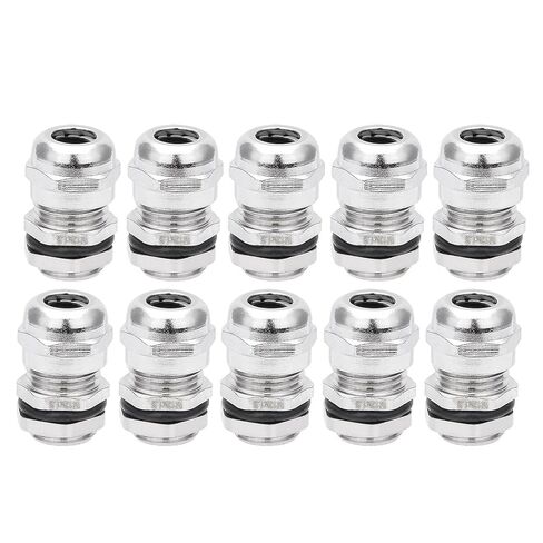 uxcell Cable Gland M12 Metal Waterproof Cable Glands Joints Adjustable Connector for 3-6.5mm Dia Cable, Pack of 10 in Kuwait