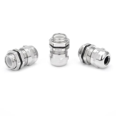 uxcell Cable Gland M12 Metal Waterproof Cable Glands Joints Adjustable Connector for 3-6.5mm Dia Cable, Pack of 10 in Kuwait