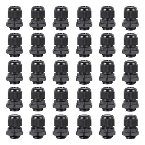 MECCANIXITY 30Pcs PG9 Cable Glands 4-8mm Thread Waterproof Adjustable Cable Connector for Industrial Junction Boxes Machinery, Black in Saudi Arabia