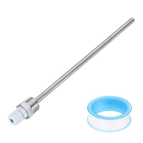 MECCANIXITY G1/2 Thermowell Weldless، 304 الفولاذ المقاوم للصدأ 8 مم مستشعر درجة الحرارة بقطر 8 مم مع غدة كابل 200 مم وشريط لتخمير البيرة في المنزل، أبيض in Kuwait