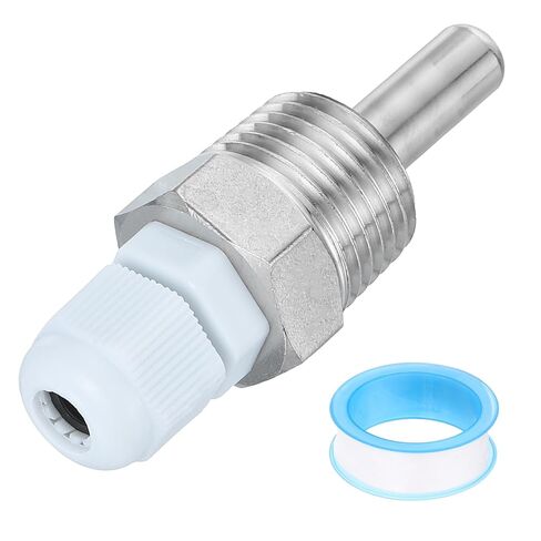 MECCANIXITY G1/2 Thermowell Weldless، 304 الفولاذ المقاوم للصدأ 8 مم مستشعر درجة الحرارة بقطر 8 مم مع غدة كابل 200 مم وشريط لتخمير البيرة في المنزل، أبيض in Kuwait
