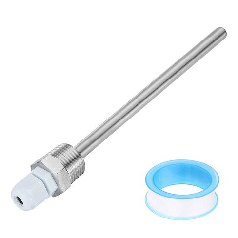 MECCANIXITY G1/2 Thermowell Weldless، 304 الفولاذ المقاوم للصدأ 8 مم مستشعر درجة الحرارة بقطر 8 مم مع غدة كابل 200 مم وشريط لتخمير البيرة في المنزل، أبيض in Kuwait