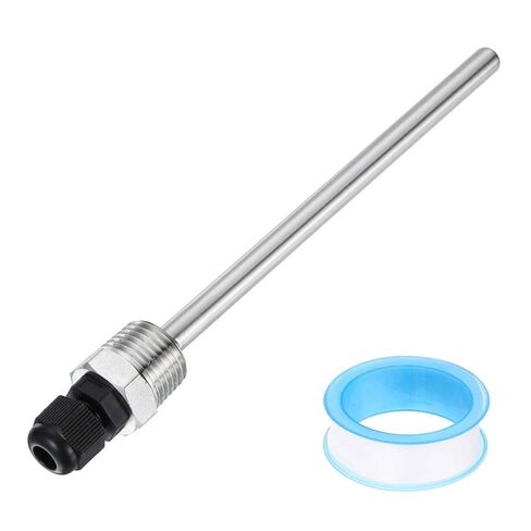 MECCANIXITY G1/2 Thermowell Weldless، 304 الفولاذ المقاوم للصدأ 8 مم مستشعر درجة الحرارة بقطر 8 مم مع غدة كابل 200 مم وشريط لتخمير البيرة في المنزل، أبيض in Kuwait