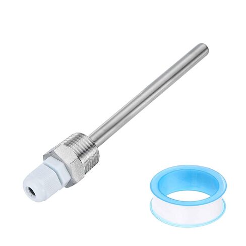 MECCANIXITY G1/2 Thermowell Weldless، 304 الفولاذ المقاوم للصدأ 8 مم مستشعر درجة الحرارة بقطر 8 مم مع غدة كابل 200 مم وشريط لتخمير البيرة في المنزل، أبيض in Kuwait
