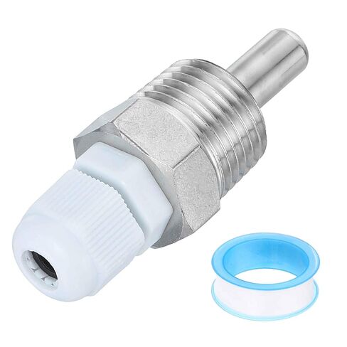 MECCANIXITY G1/2 Thermowell Weldless، 304 الفولاذ المقاوم للصدأ 8 مم مستشعر درجة الحرارة بقطر 8 مم مع غدة كابل 200 مم وشريط لتخمير البيرة في المنزل، أبيض in Kuwait