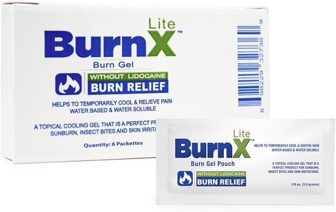CoreTex Burn X Lite Cooling Gel - Pack of 6 Single-Use Lidocaine-Free Burn Gel Packets with Aloe Vera, Vitamins, and Other Natural Compounds - Sunburn Relief that Cools and Soothes Irritated Skin in Kuwait
