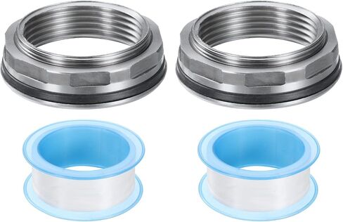 UXCELL 2PCS Bulkhead Fitting 1 "Female 304 Stains Stefic Feethic Tank Mostic Adapter Thru-Bulk Pipe مع شريط ختم لخزان الماء وحوض الاستحمام وحوض بالوعة in Saudi Arabia
