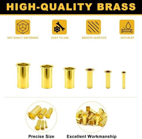 Siptenk 60PCS Brass Compression Tube Inserts for OD 3/8", Insert Tube Support Compression Sleeve Fitting, Sleeve Ferrules for Oil Water Air Pipe in Kuwait