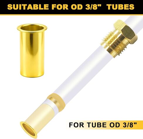 Siptenk 60PCS Brass Compression Tube Inserts for OD 3/8", Insert Tube Support Compression Sleeve Fitting, Sleeve Ferrules for Oil Water Air Pipe in Kuwait