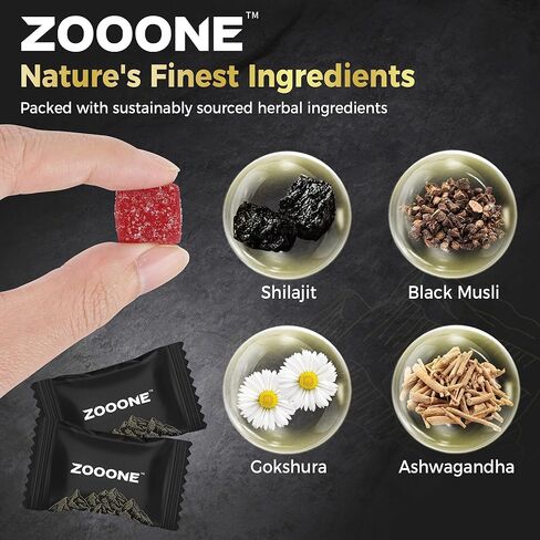 حلوى شيلاجيت الهيمالايا من زوون مع أشواغاندا والمسلي الأسود - طاقة طبيعية بدون حشوات صناعية، عبوة فردية in Kuwait