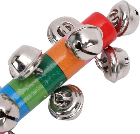 Shaking Bell Sticks Wooden Handle Percussion Instrument with 10 Colorful Jingle Bells for Early Music Education in Kuwait