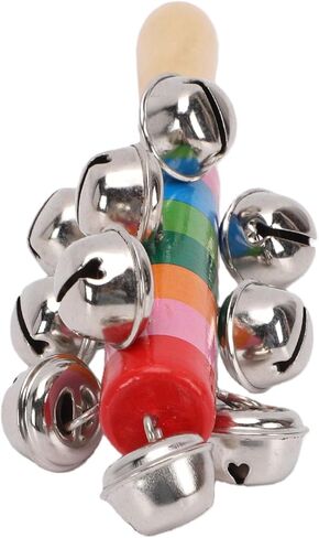 Shaking Bell Sticks Wooden Handle Percussion Instrument with 10 Colorful Jingle Bells for Early Music Education in Kuwait