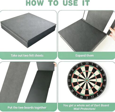 36"x36"x0.5" Extra Large Dartboard Wall Protector-9Pcs, Thick Felt Backboard & Surround with Adhesive Pads | Foldable Design for Easy Storage & Install | Home,Garage,Basement Game Room Accessories in Saudi Arabia