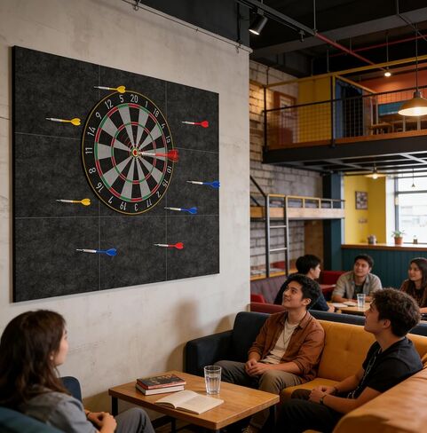 36"x36"x0.5" Extra Large Dartboard Wall Protector-9Pcs, Thick Felt Backboard & Surround with Adhesive Pads | Foldable Design for Easy Storage & Install | Home,Garage,Basement Game Room Accessories in Saudi Arabia
