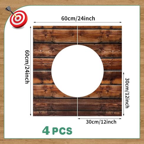4 قطع من واقيات الحائط الدائرية، مقاس 60.96 سم ارتفاعًا × 60.96 سم عرضًا × 0.5 سم، ألواح خشبية محببة وواقي حائطي، ألواح رمي السهام مربعة، بلاط داعم in Kuwait