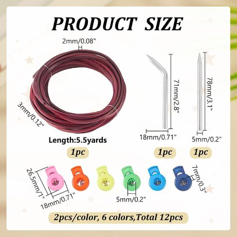 WADORN 5.47 Yards Baseball Glove Lace Kit, Mitt Lace Repair Kit Include Needles Leather Laces 6 Colors Locks Perfect Quick Repair Baseball Glove Repair Lacing Kits for Catchers Gloves Replacing in Saudi Arabia